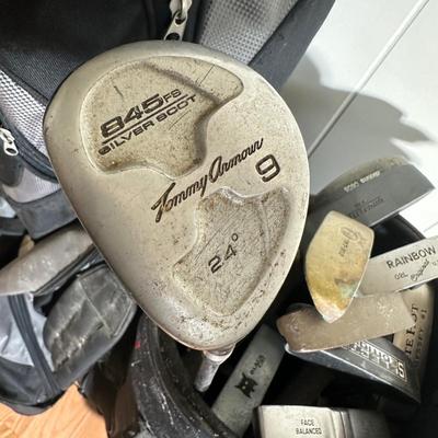 LOT 94F: Golfstream Golf Bag w/ Assorted Clubs, Balls, Tees & Slazenger Travel Bag