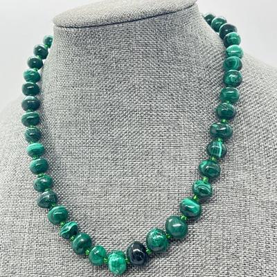 LOT 195J: Matching Malachite Necklace, Bracelet and Earrings Set & More