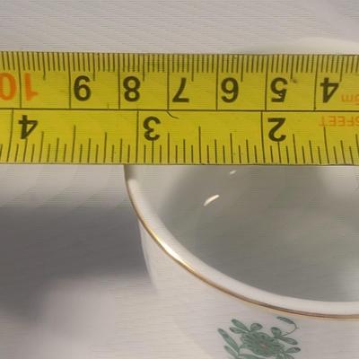 Herend Hand-Painted Porcelain Green Chinese Bouquet Three Piece Tea Set include Teapot, Sugar Bowl and Creamer