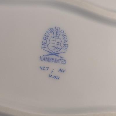 Herend Hand-Painted Porcelain Green Chinese Bouquet Tea Serving Tray