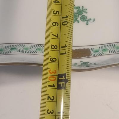 Herend Hand-Painted Porcelain Green Chinese Bouquet Tea Serving Tray