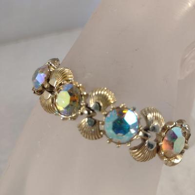 Mid Century Jewelcraft Blue Stone and Gold Accent Bracelet (#7)