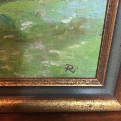 Vintage Oil on Artist Board by RI â€œTypical Black Forest House â€œFrame Size 12.5â€ x 16.5â€ in Good Condition.