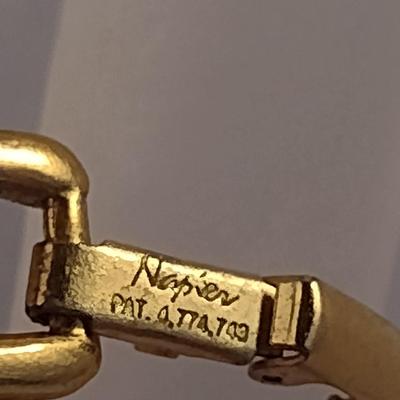 Vintage Napier Gold Tone and Faux Pearl Matching Bracelet and Necklace Set (#13)