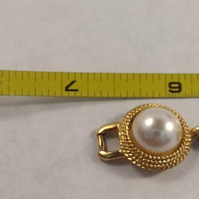 Vintage Napier Gold Tone and Faux Pearl Matching Bracelet and Necklace Set (#13)