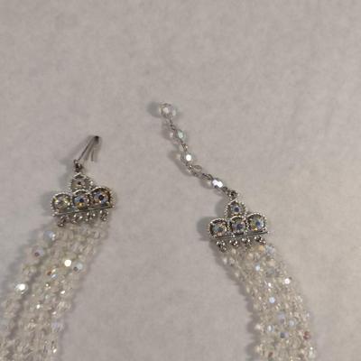 Vintage Aurora Borealis Four Strand Faceted Crystal Bead Necklace (#14)