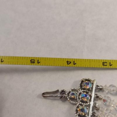 Vintage Aurora Borealis Four Strand Faceted Crystal Bead Necklace (#14)