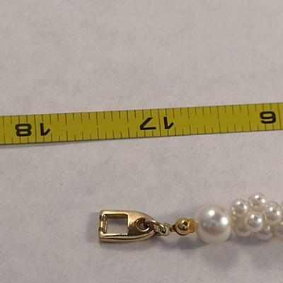 Mid Century Multi-Strand Faux Pearl Drape Necklaces and Hair Barrette (#15)