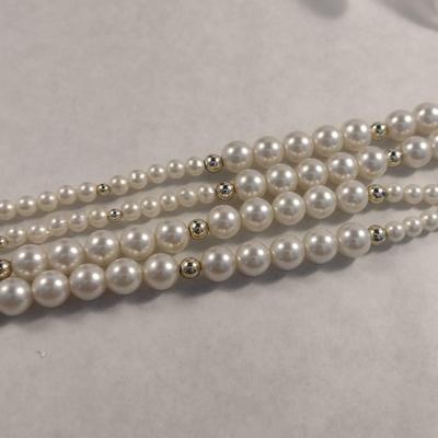 Mid Century Multi-Strand Faux Pearl Drape Necklaces and Hair Barrette (#15)