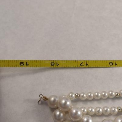 Mid Century Multi-Strand Faux Pearl Drape Necklaces and Hair Barrette (#15)