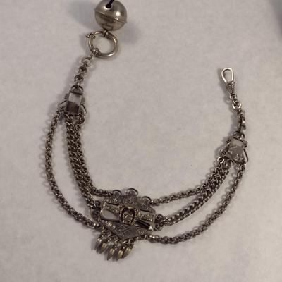 Antique Chatelaine Horse Medallion Watch Chain (#18)