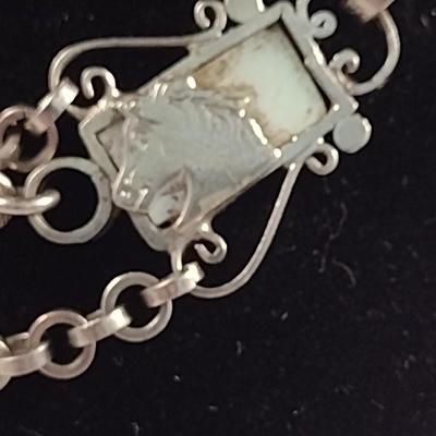 Antique Chatelaine Horse Medallion Watch Chain (#18)