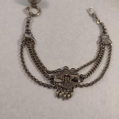 Antique Chatelaine Horse Medallion Watch Chain (#18)