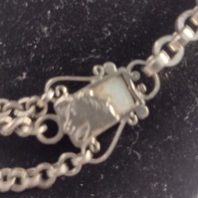 Antique Chatelaine Horse Medallion Watch Chain (#18)