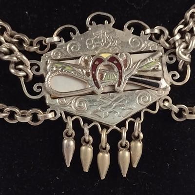 Antique Chatelaine Horse Medallion Watch Chain (#18)