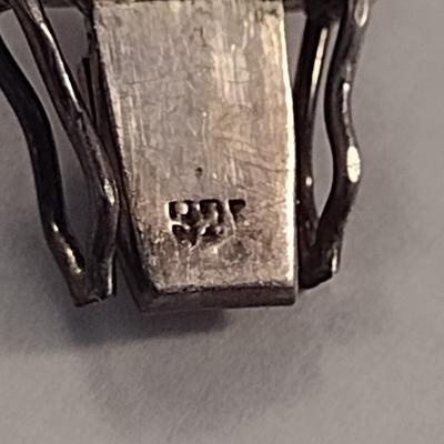 Vintage Marcasite Black Onyx Sterling Silver .925 Bracelet and Earring Set (#21)