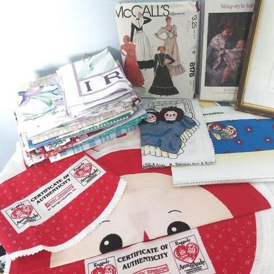 FABRIC SQUARES-PATTERNS-MATERIAL FOR RAGGEDY ANN -THIMBLES AND MORE