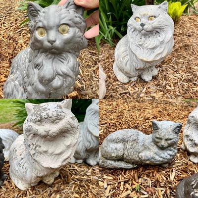 Collection of Cement Cat Statues & More (FY-RG)