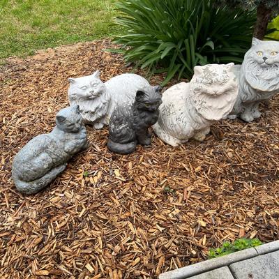 Collection of Cement Cat Statues & More (FY-RG)