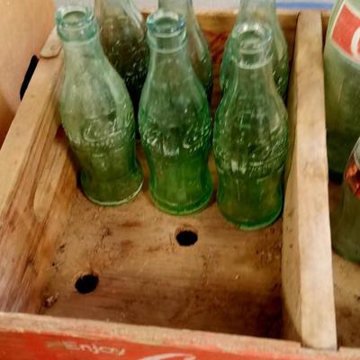 LOT 183 OLD COKE CRATE WITH COKE BOTTLES