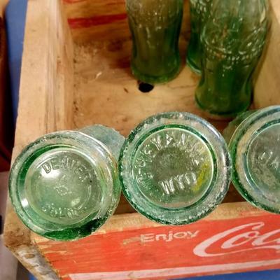 LOT 183 OLD COKE CRATE WITH COKE BOTTLES