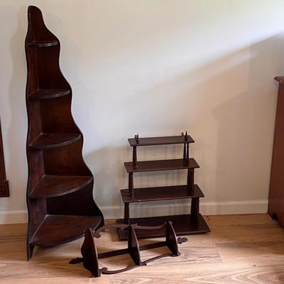 Two Corner Display Shelves w/ Hanging Four Tier Curio Shelf (D-DZ)