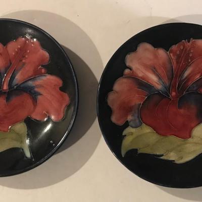 Pair of Moorcroft Pottery Trinket Dishes Coasters