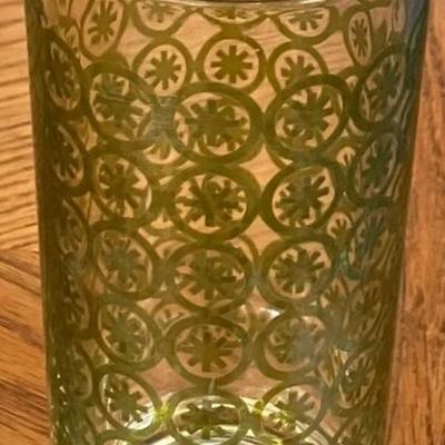 Twelve Vintage Green Bar Glasses