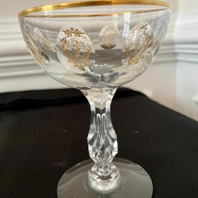 Tiffin Palais Versailles Gold Rimmed Champagne / Sherbet Glasses