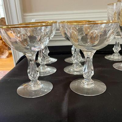 Tiffin Palais Versailles Gold Rimmed Champagne / Sherbet Glasses