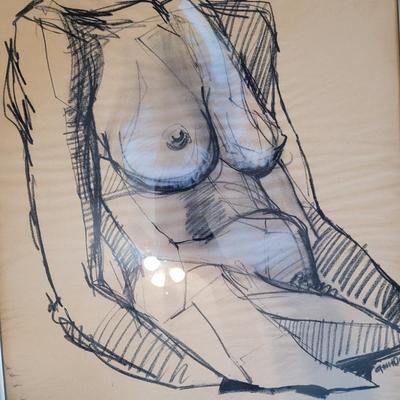 Vintage pencil framed woman.