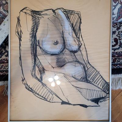 Vintage pencil framed woman.