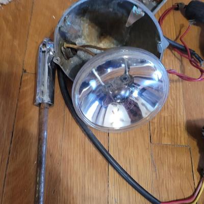 Lot of vintage auto mirrors, spotlights, dome lights