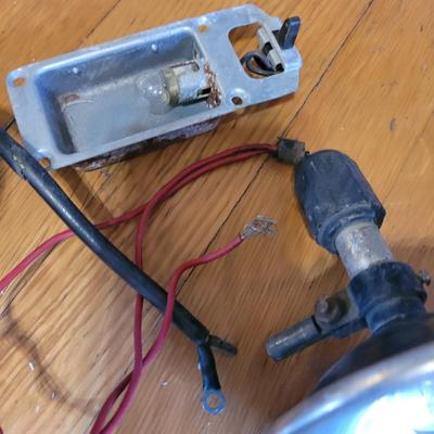 Lot of vintage auto mirrors, spotlights, dome lights