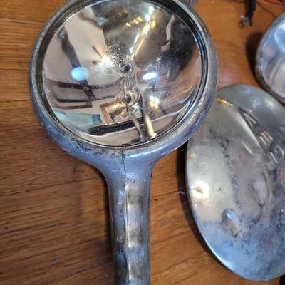 Lot of vintage auto mirrors, spotlights, dome lights