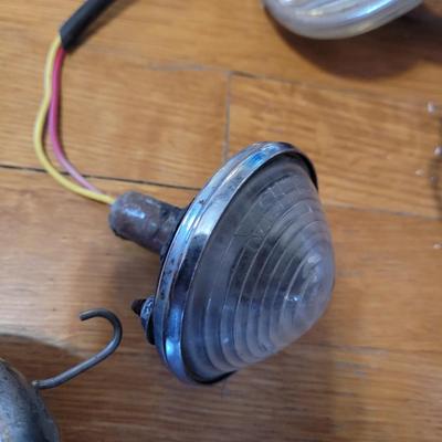 Lot of vintage auto mirrors, spotlights, dome lights
