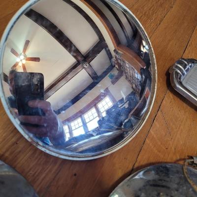 Lot of vintage auto mirrors, spotlights, dome lights
