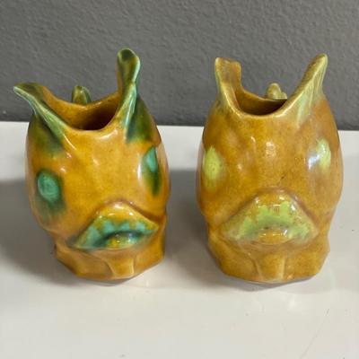 3 ceramic fish planters