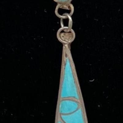 Turquoise Inlaid Tear Drop earrings