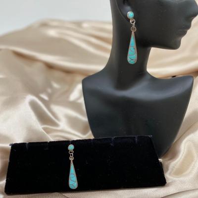 Turquoise Inlaid Tear Drop earrings