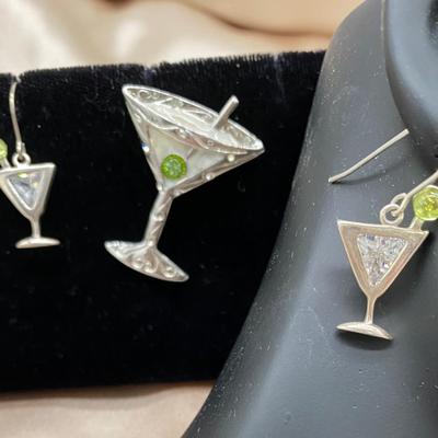 Martini Glass pin and earrings