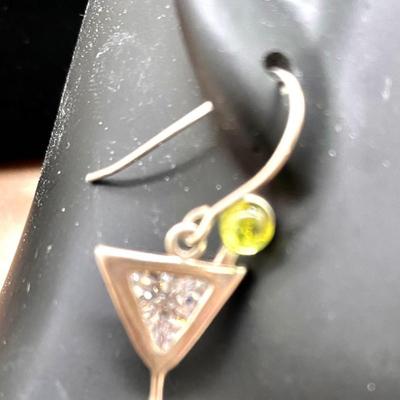 Martini Glass pin and earrings
