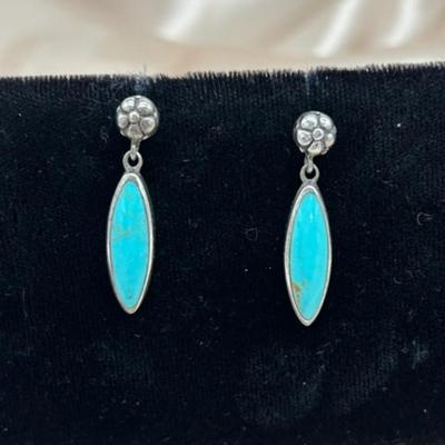 Brighton silver and turquoise pierced earrings