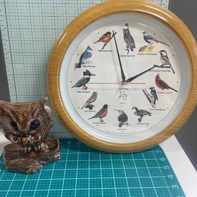 National Audubon Society clock and owl planter
