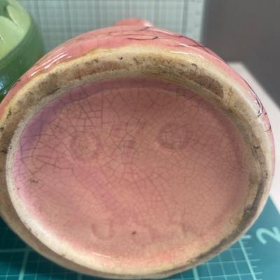 Pink vase USA and green ceramic pot