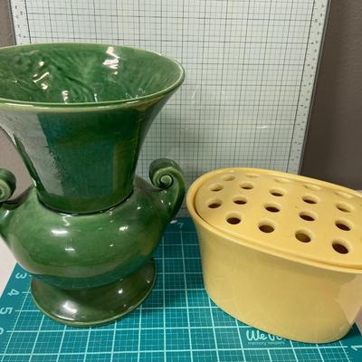 Tall McCoy pot with yellow planter