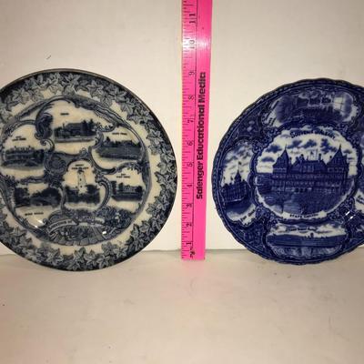 Souvenir Flow Blue Plates Albany NY Atlantic Highlands NJ