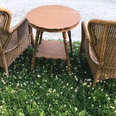 Pier ONE Chairs, Ottoman & Cushions With Antique Table