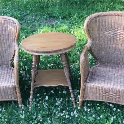 Pier ONE Chairs, Ottoman & Cushions With Antique Table