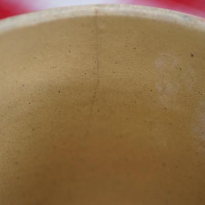 ANTIQUE YELLOW WARE NESTING STONEWARE BOWL SET W/BROWN BANDED. 14" TO 5"